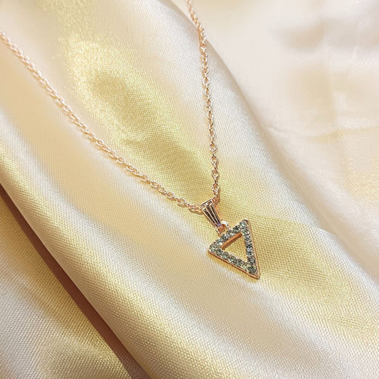 Austrian Stone Rose Gold Plated Triangle Chain Pendant
