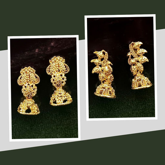 Elegant Gold Plated Jhumki Earrings Combo