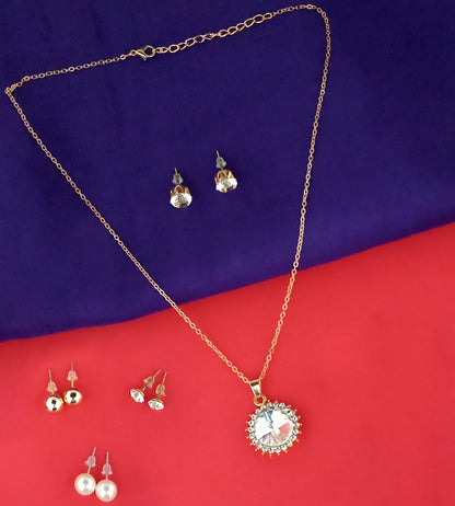 Gogeous Gold Plated Chain Pendant Combo (Assorted Design)