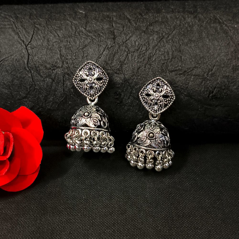 The99jewel Oxidised Plated Jhumki Earrings