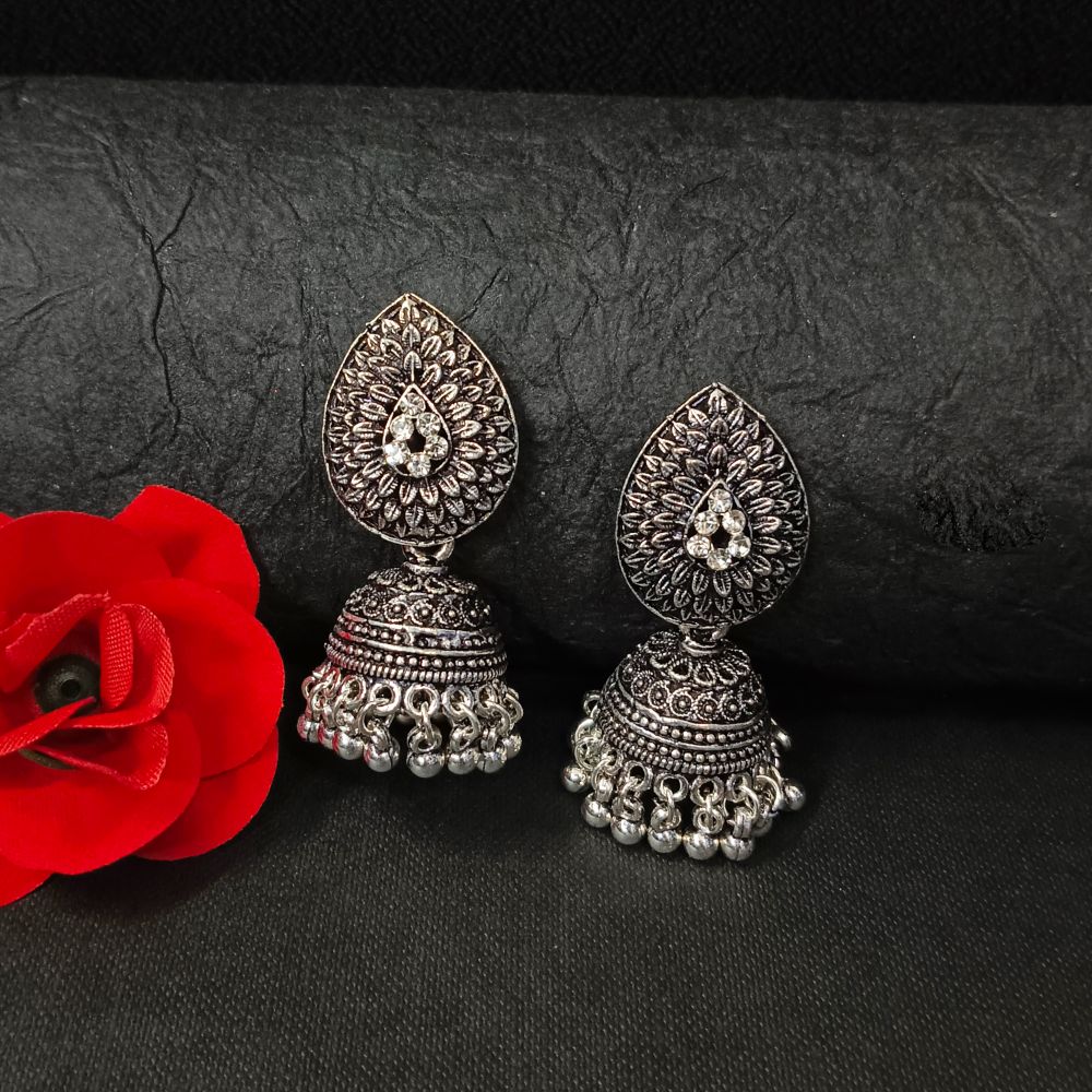 The99jewel Oxidised Plated Jhumki Earrings