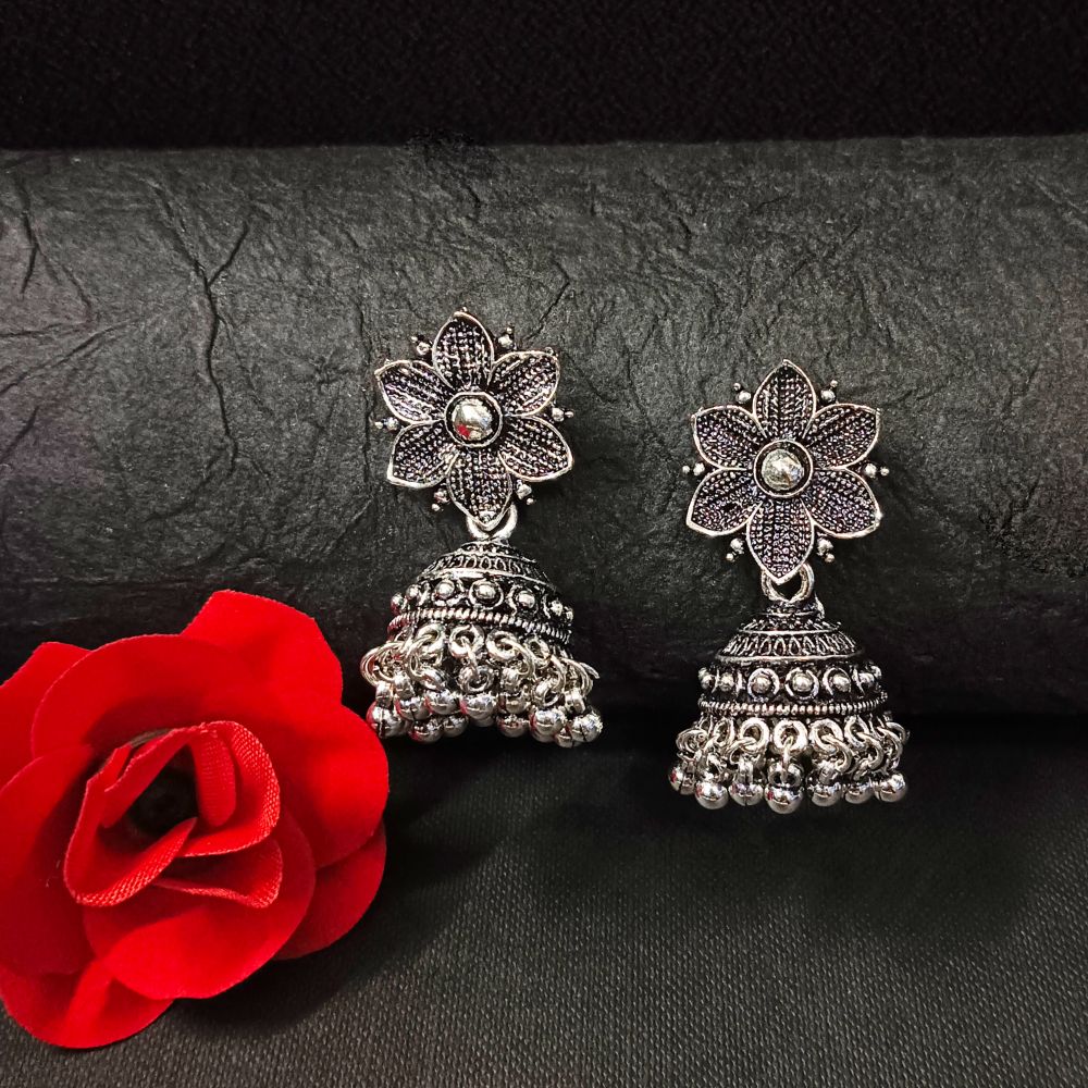 The99jewel Oxidised Plated Jhumki Earrings
