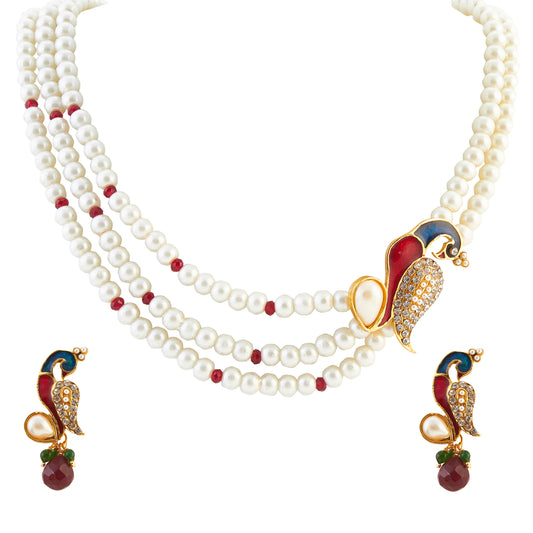 Pearls Peacock Necklace Set