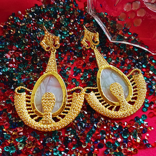Pearl Resin Gold Plated Dangler Earrings