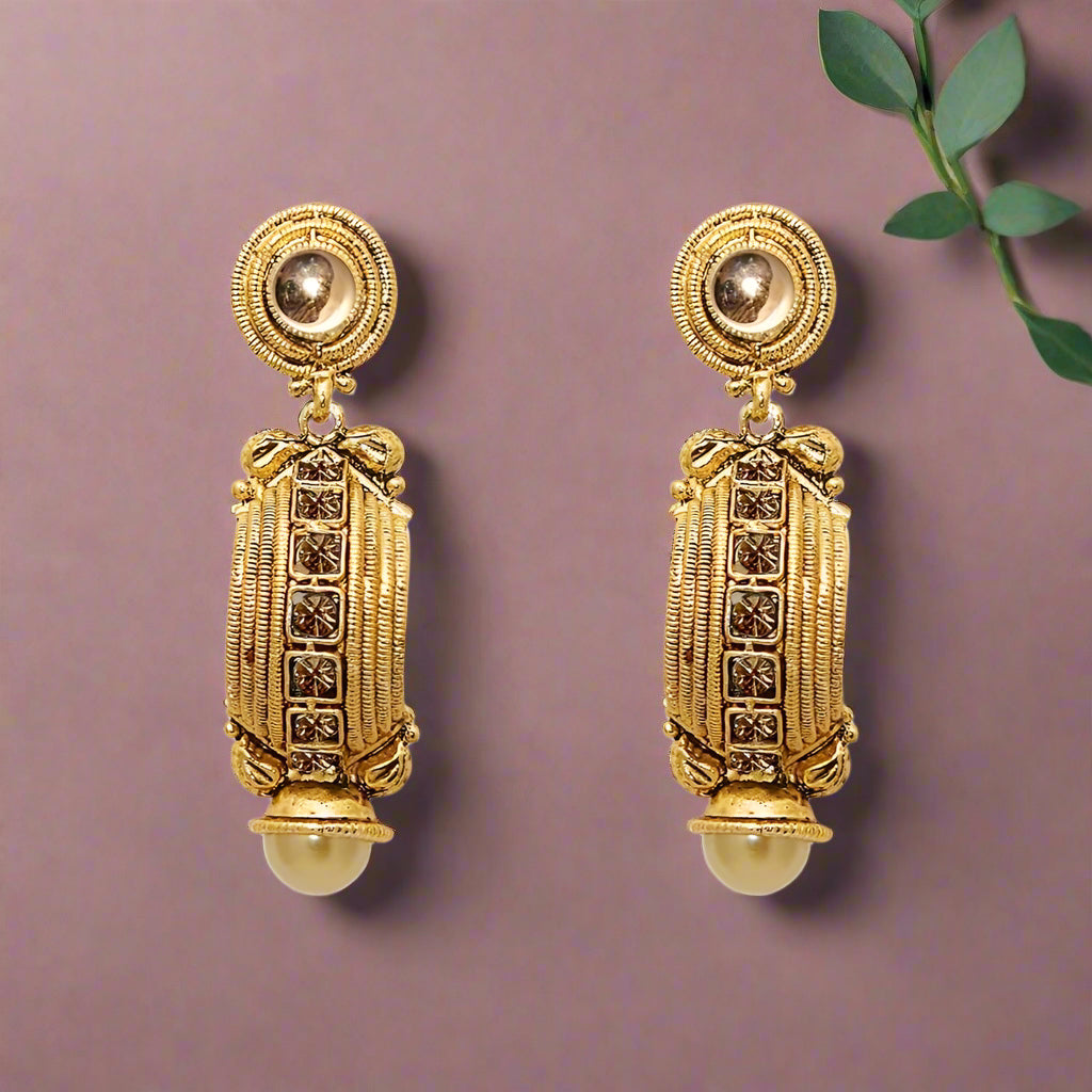 The99Jewel Gold Plated Crystal Stone Jhumki Earrings
