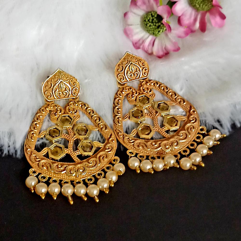 The99Jewel Yellow Matte Meenakari Dangler Beads Drop Earrings