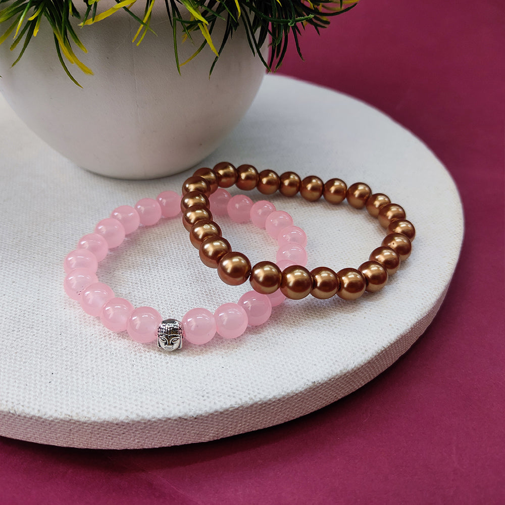 The99Jewel Rose Quartz Heart with Buddha & Hematite Gemstone Bracelet