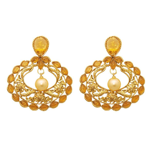 The99Jewel Brown Kundan Gold Plated Dangler Earring