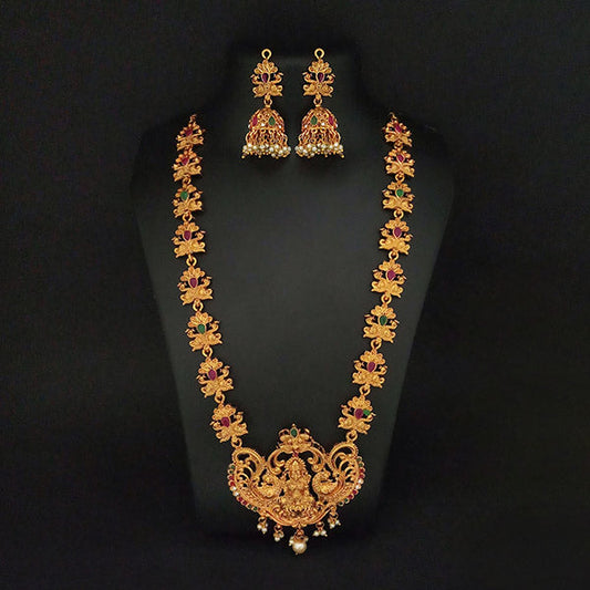Maroon And Green Pota Stone Necklace Set