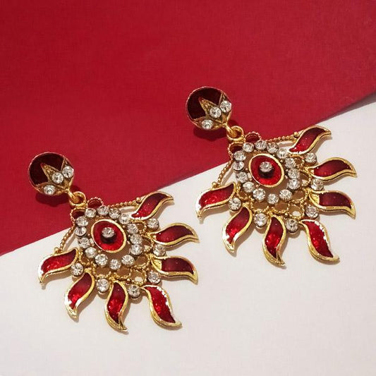 Austrian Stone Gold Plated Meenakari  Dangler Earrings