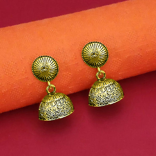 Antique Gold Plated Jhumki Earrings