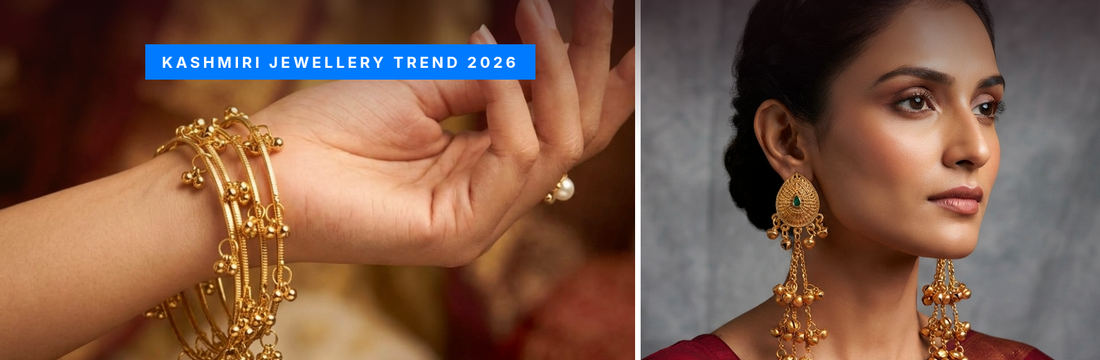 Kashmiri-inspired jewellery trend with bell-hanging bangles and ghungroo earrings