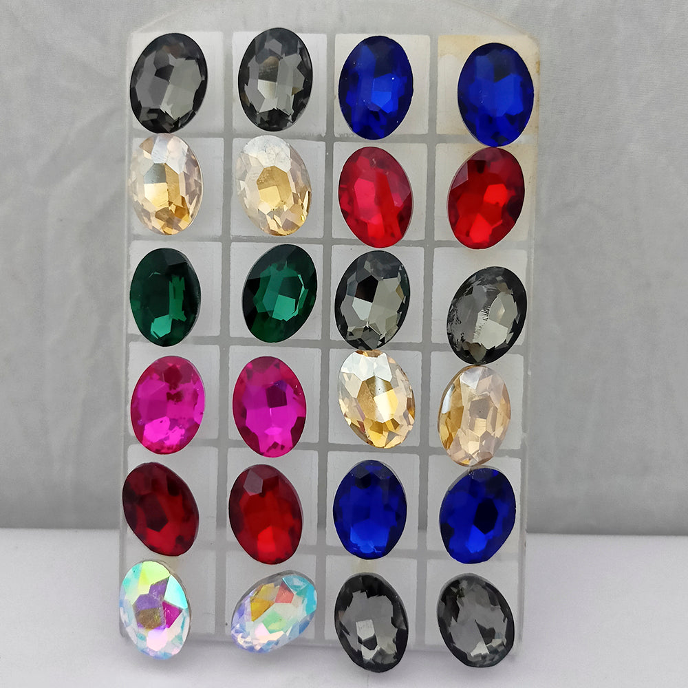 The99Jewel Pack of 12 Multi Color Crystal Stud Earrings Combo -1004755