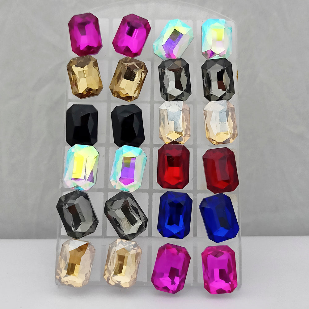 The99Jewel Pack of 12 Multi Color Crystal Stud Earrings Combo -1004756A