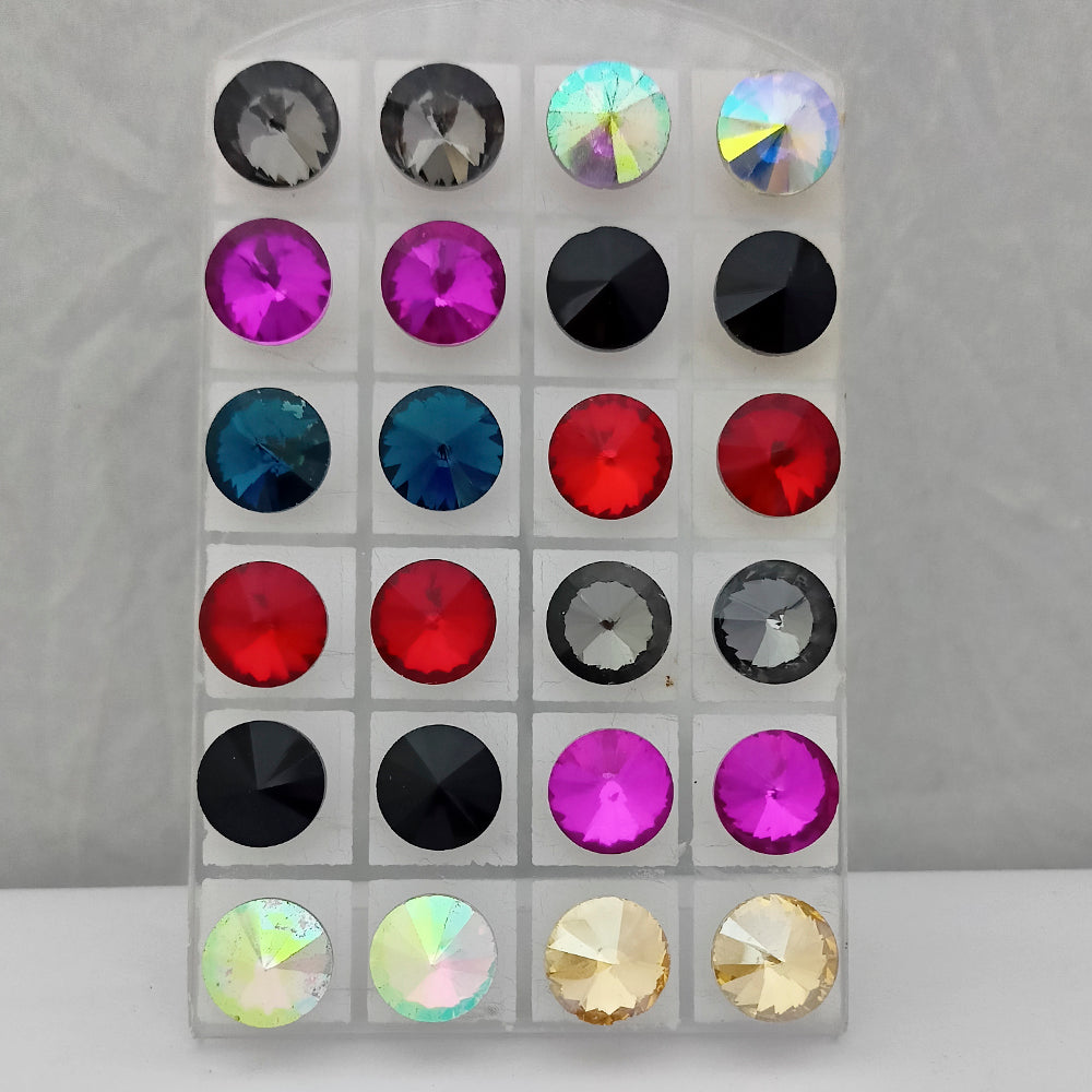 The99Jewel Pack of 12 Multi Color Crystal Stud Earrings Combo -1004757
