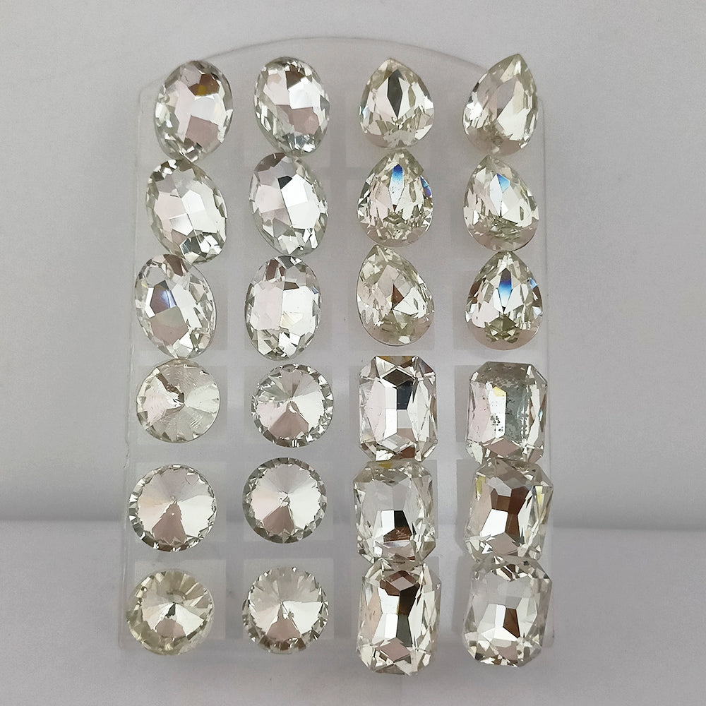 The99Jewel Pack of 12 White Color Crystal Stud Earrings Combo -1004759A