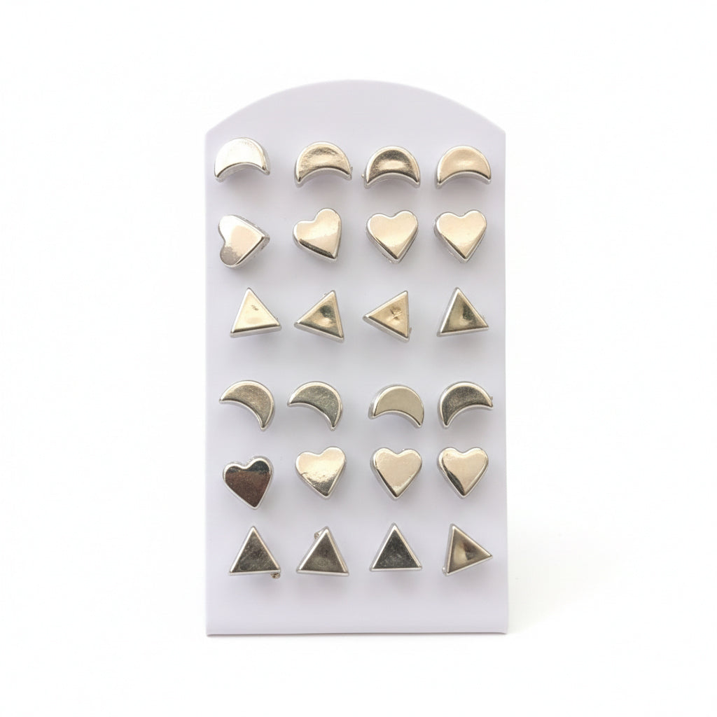 The99Jewel Set Of 12 Trendy Shapes Stud Earrings Combo