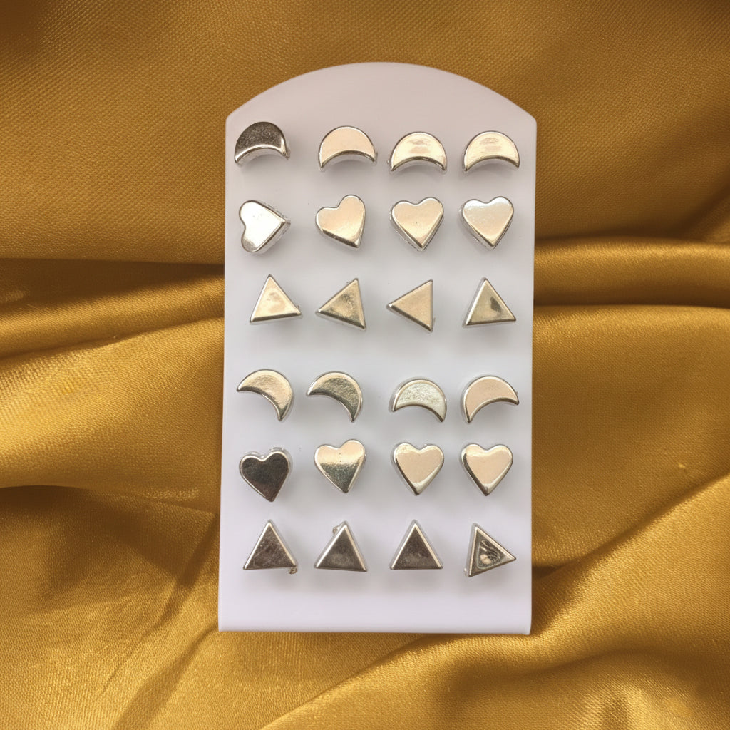 The99Jewel Set Of 12 Trendy Shapes Stud Earrings Combo