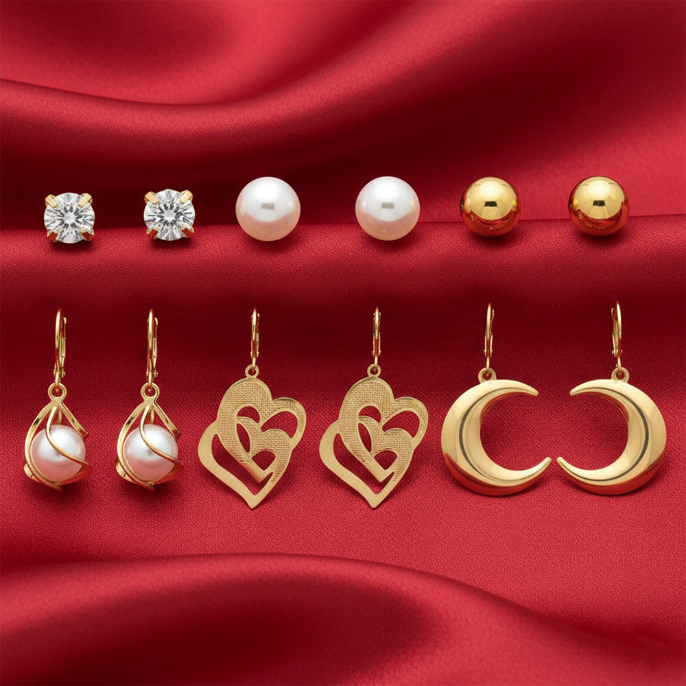 The99Jewel Set Of 6 Korean Style Anti Tarnish Earrings Combo
