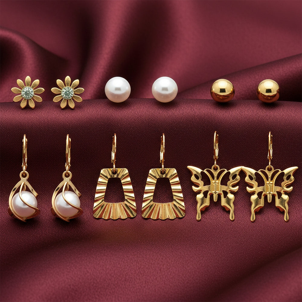The99Jewel Set of 6 Stylish Gold Plated Earrings Combo