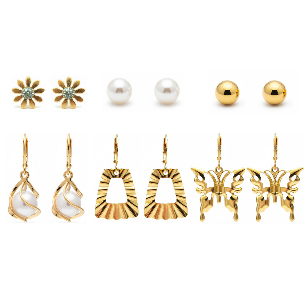 The99Jewel Set of 6 Stylish Gold Plated Earrings Combo