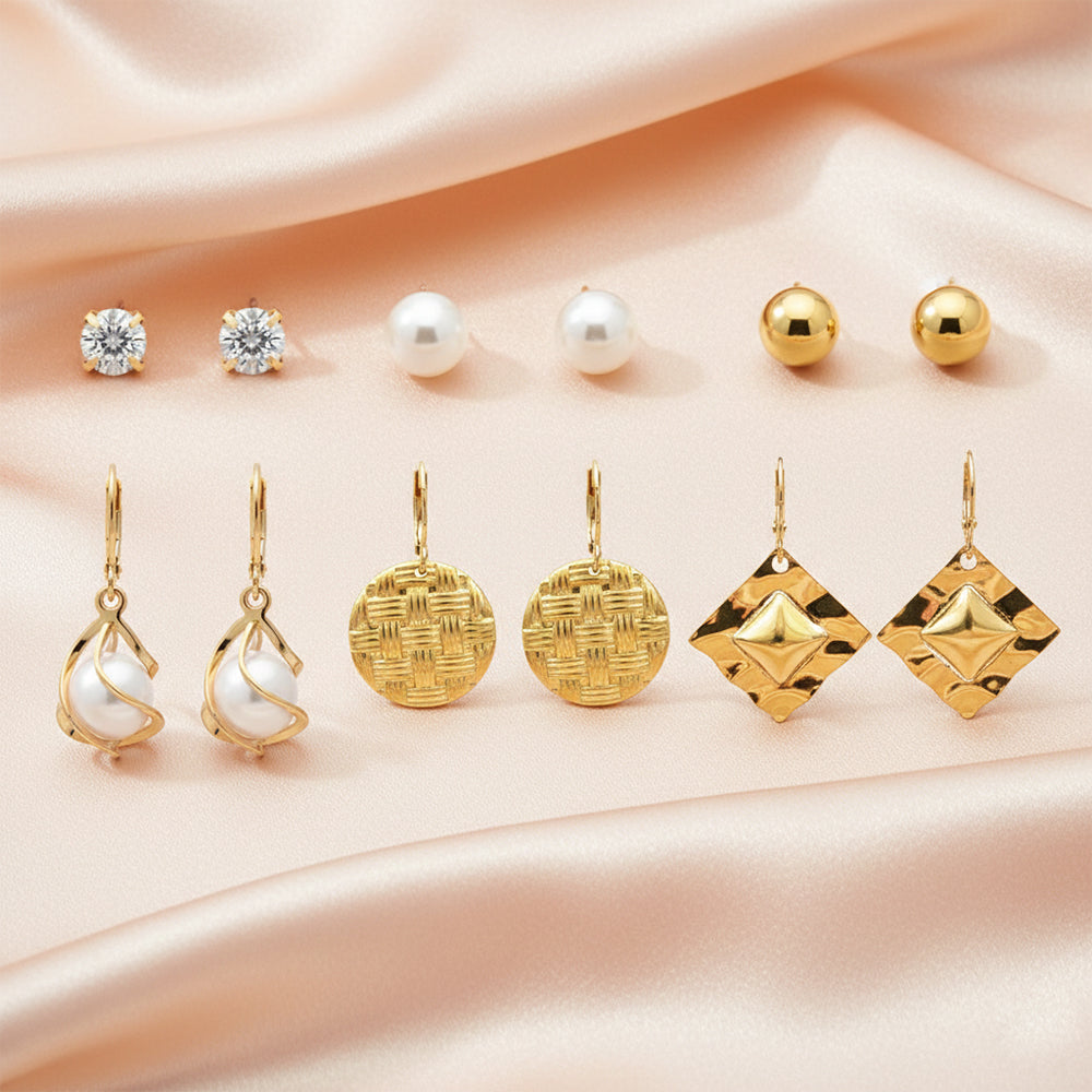 The99Jewel Set of 6 Stylish Gold Plated Earrings Combo