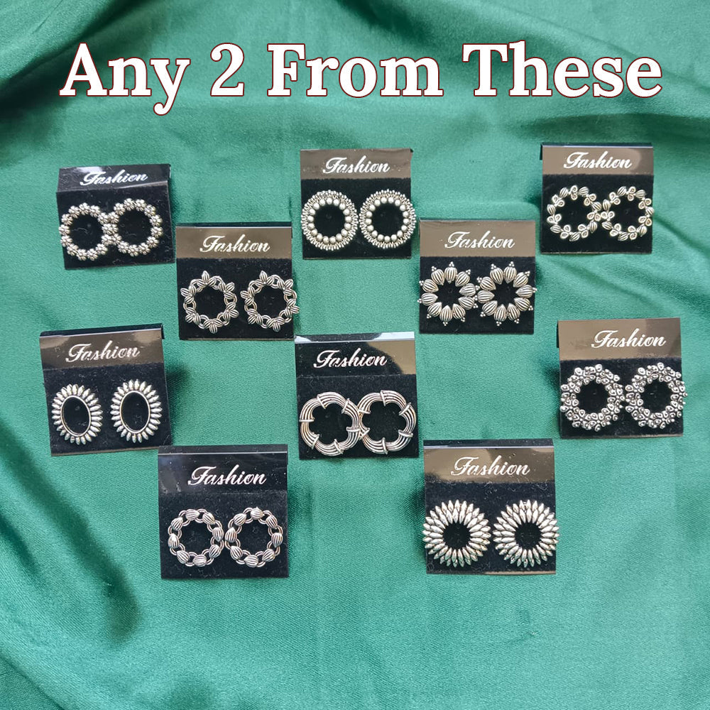 The99Jewel Oxidised Plated Pack of 2 Assorted Studs Combo
