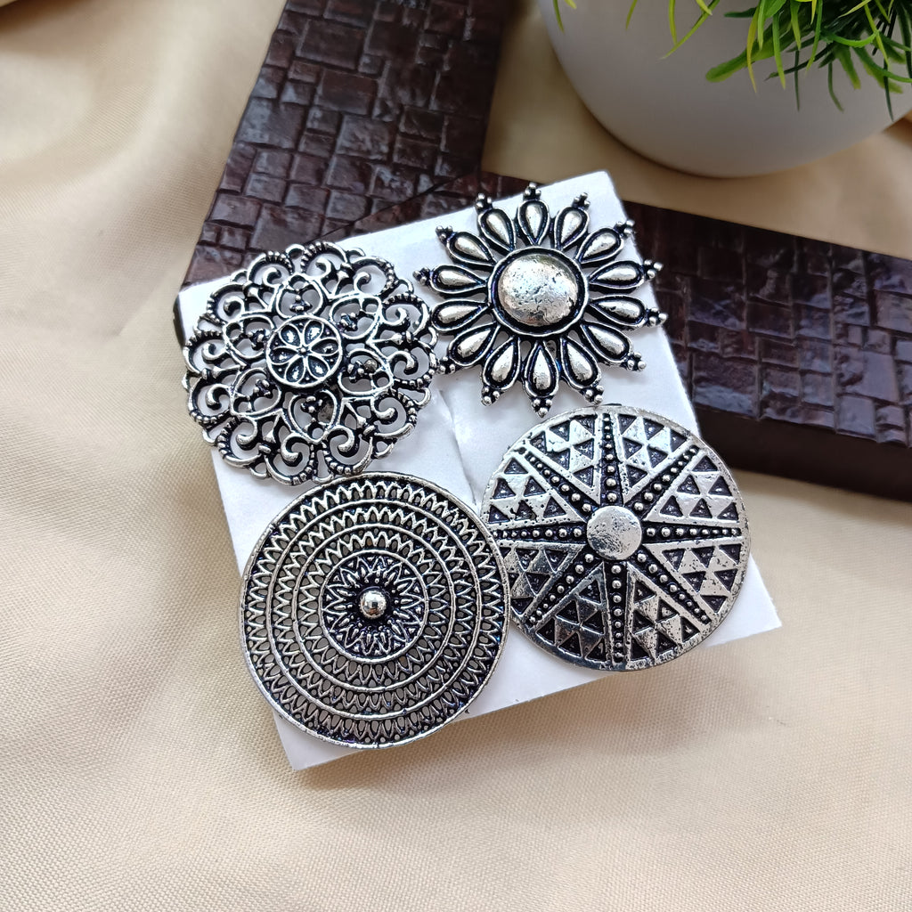 The99Jewel Set Of 4 Adjustable Oxidised Rings Combo