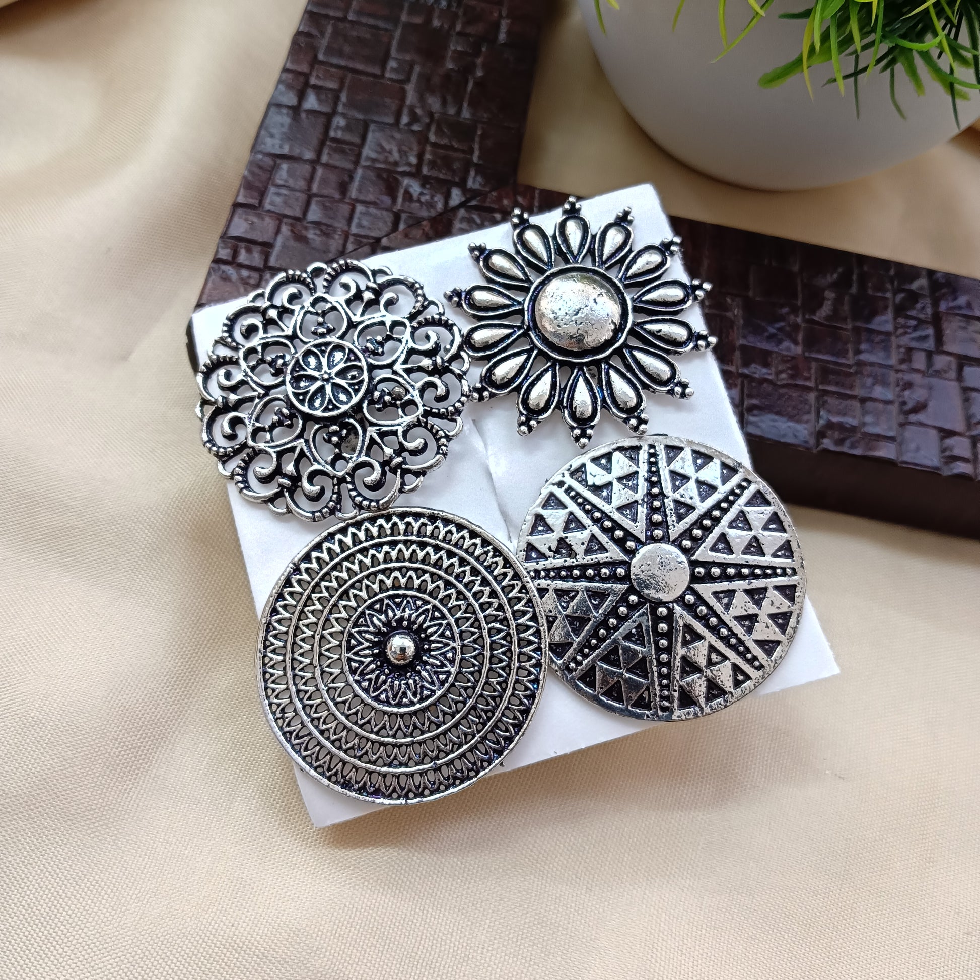 The99Jewel Set Of 4 Adjustable Oxidised Rings Combo