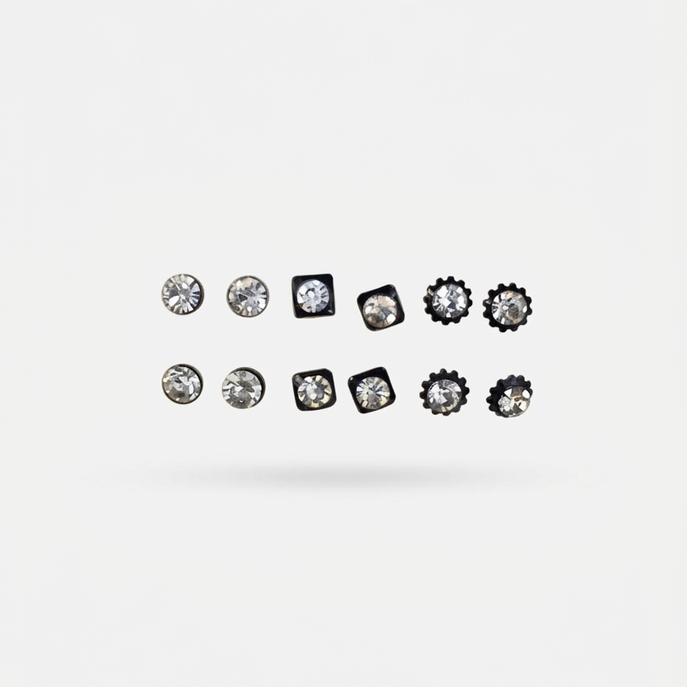 The99Jewel Shiny Austrian Stone Set of 6 Studs Earrings