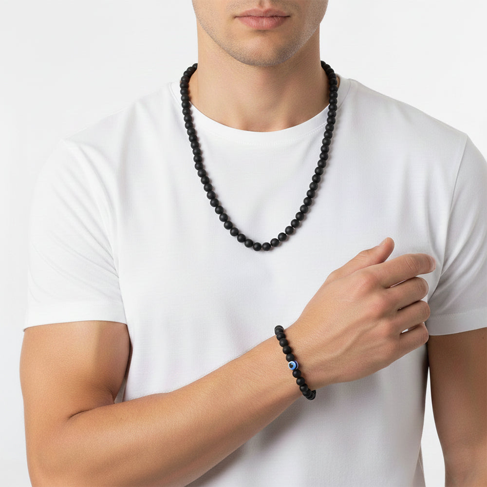 The99Jewel Handcrafted Mala & Bracelet Jewellery Combo for Men