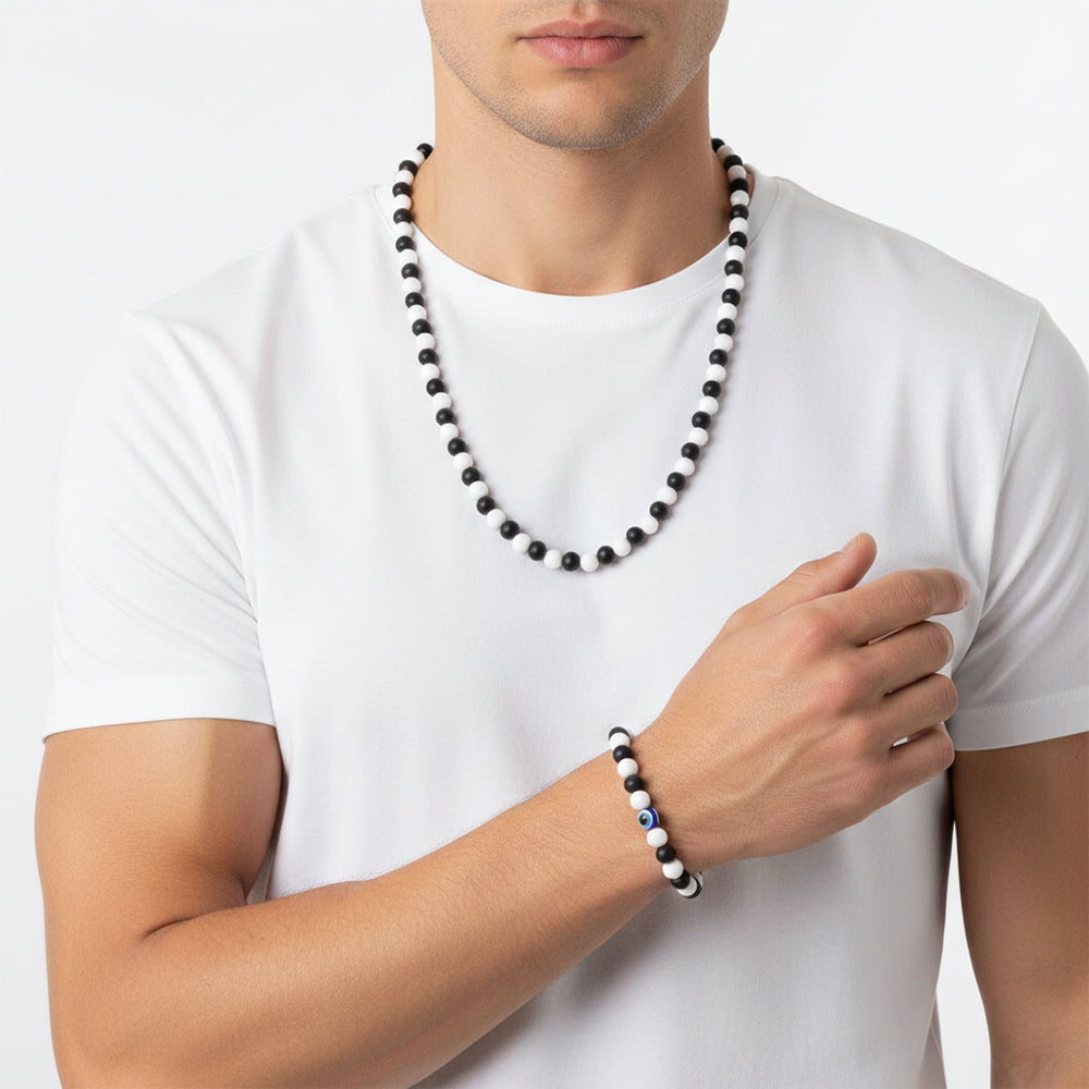 The99Jewel Handcrafted Mala & Bracelet Jewellery Combo for Men