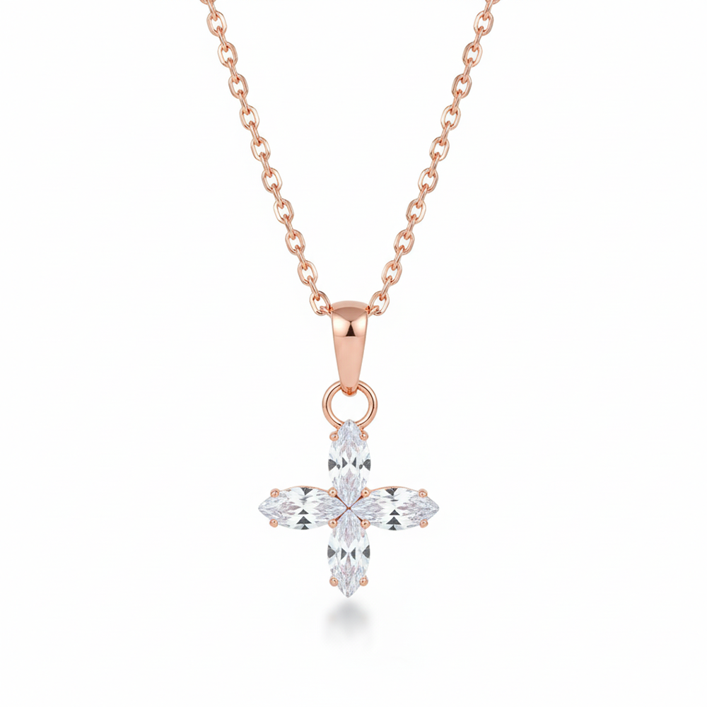 The99Jewel Rose Gold Plated Chain Pendant Earrings Rings And Bracelet Jewellery Combo Set