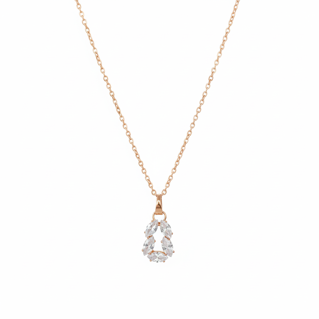 The99Jewel Rose Gold Plated Chain Pendant Earrings Rings And Bracelet Jewellery Combo Set