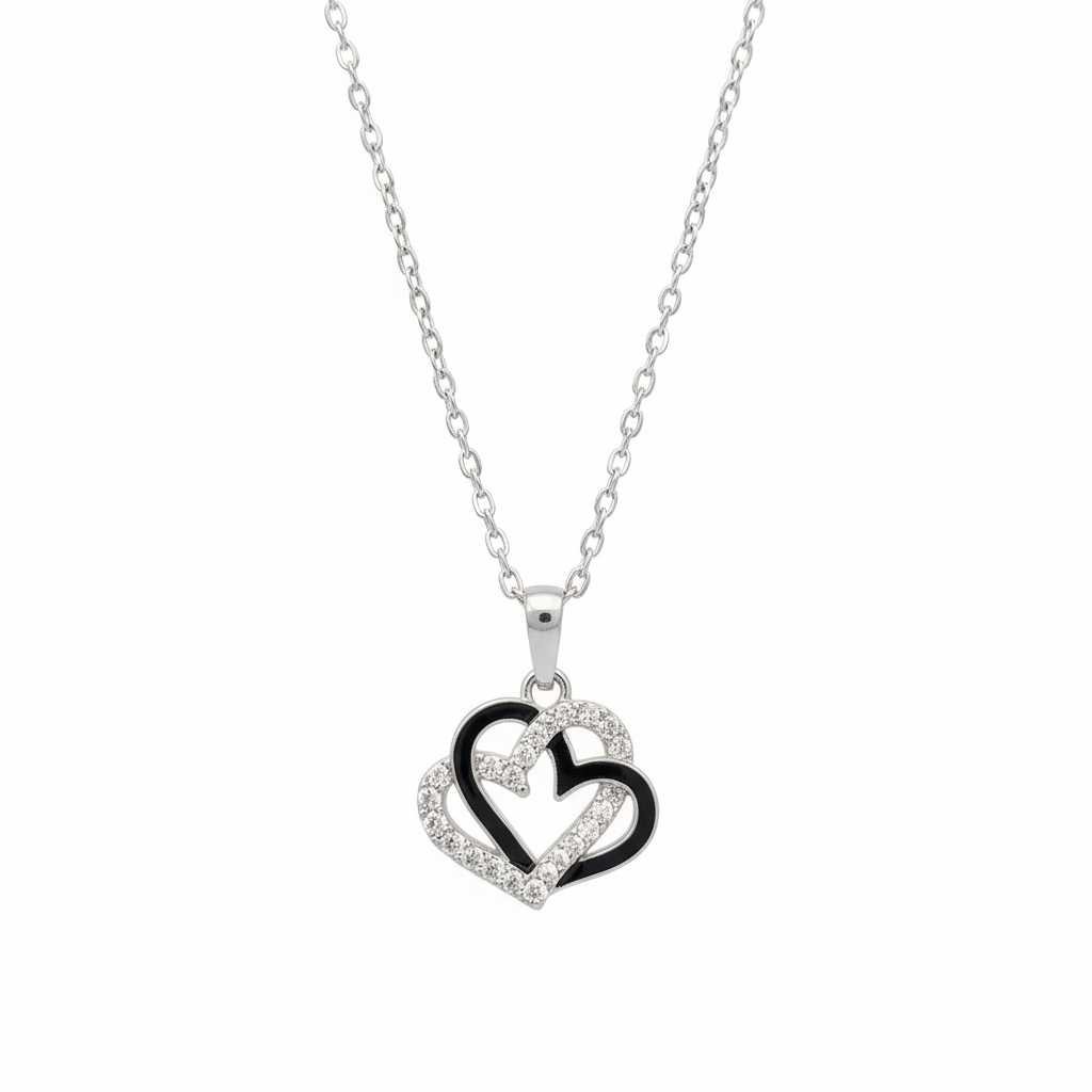The99Jewel Silver Plated Heart Chain Pendant Earrings Rings And Bracelet Jewellery Combo Set