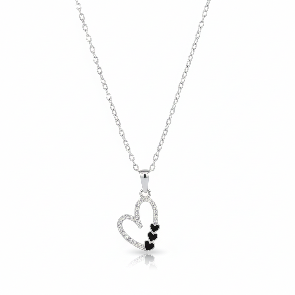 The99Jewel Silver Plated Heart Chain Pendant Earrings Rings And Bracelet Jewellery Combo Set