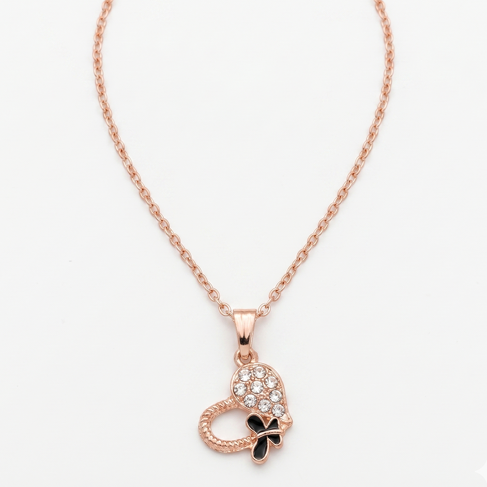 The99Jewel Rose Gold Plated Chain Pendant Earrings Rings And Bracelet Jewellery Combo Set