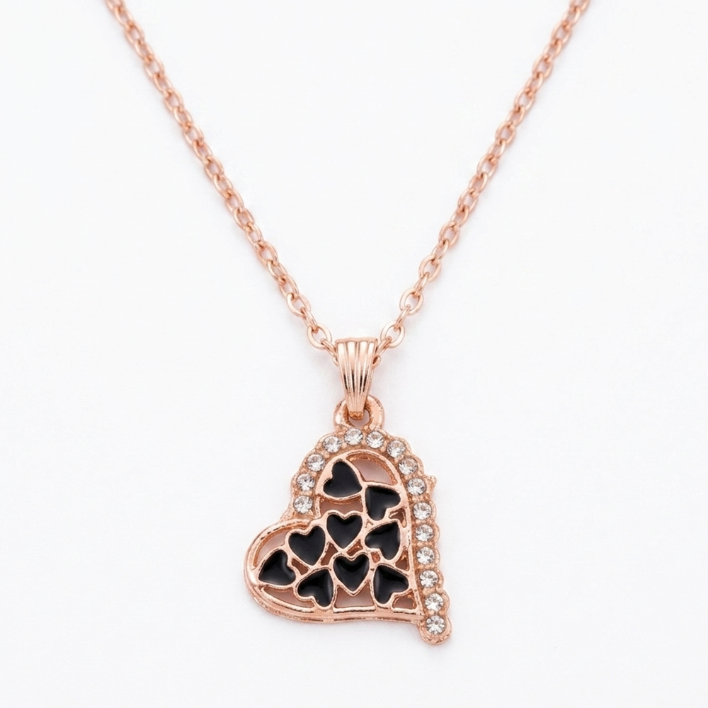 The99Jewel Rose Gold Plated Chain Pendant Earrings Rings And Bracelet Jewellery Combo Set