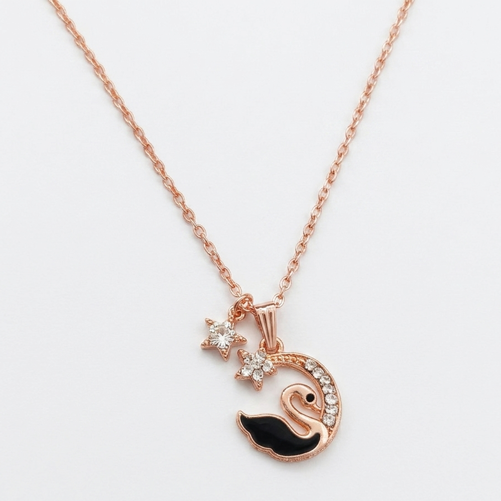 The99Jewel Rose Gold Plated Chain Pendant Earrings Rings And Bracelet Jewellery Combo Set