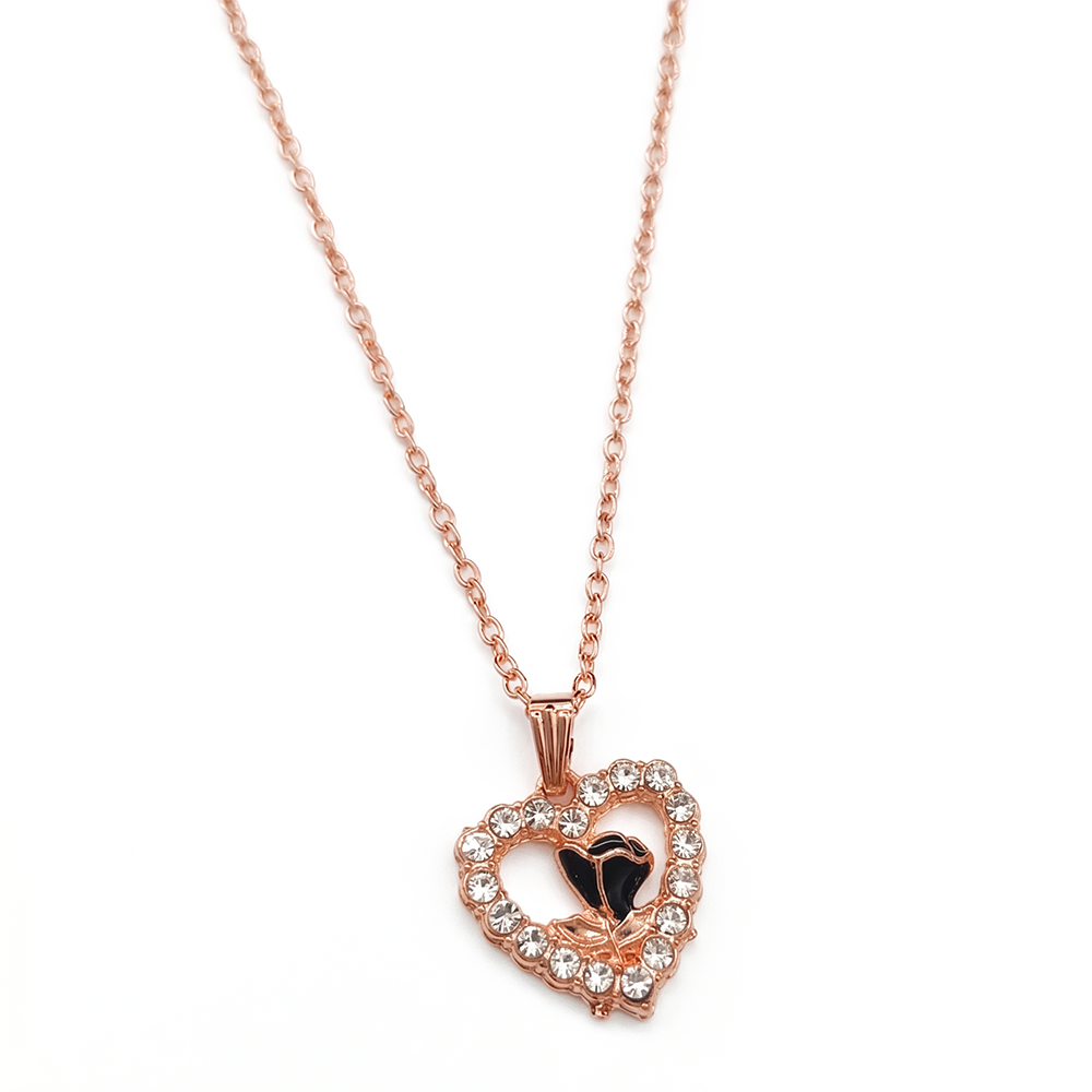 The99Jewel Rose Gold Plated Chain Pendant Earrings Rings And Bracelet Jewellery Combo Set