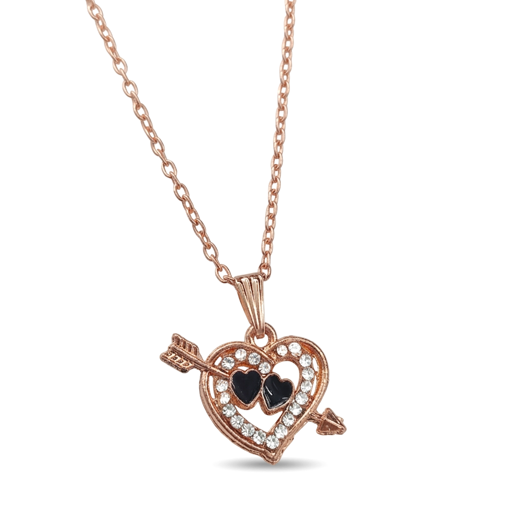 The99Jewel Rose Gold Plated Chain Pendant Earrings Rings And Bracelet Jewellery Combo Set