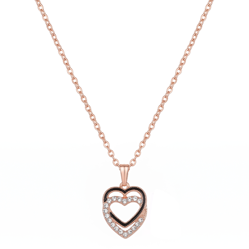 The99Jewel Rose Gold Plated Chain Pendant Earrings Rings And Bracelet Jewellery Combo Set