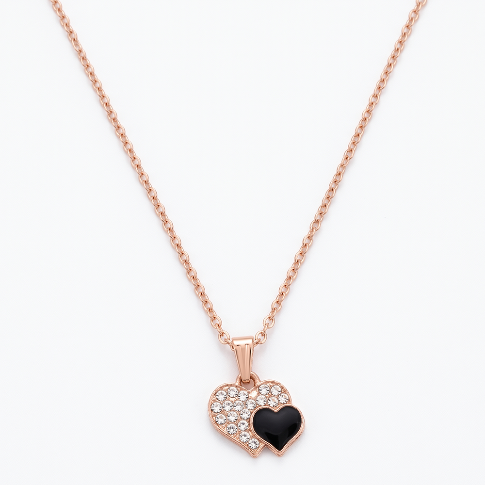 The99Jewel Rose Gold Plated Chain Pendant Earrings Rings And Bracelet Jewellery Combo Set