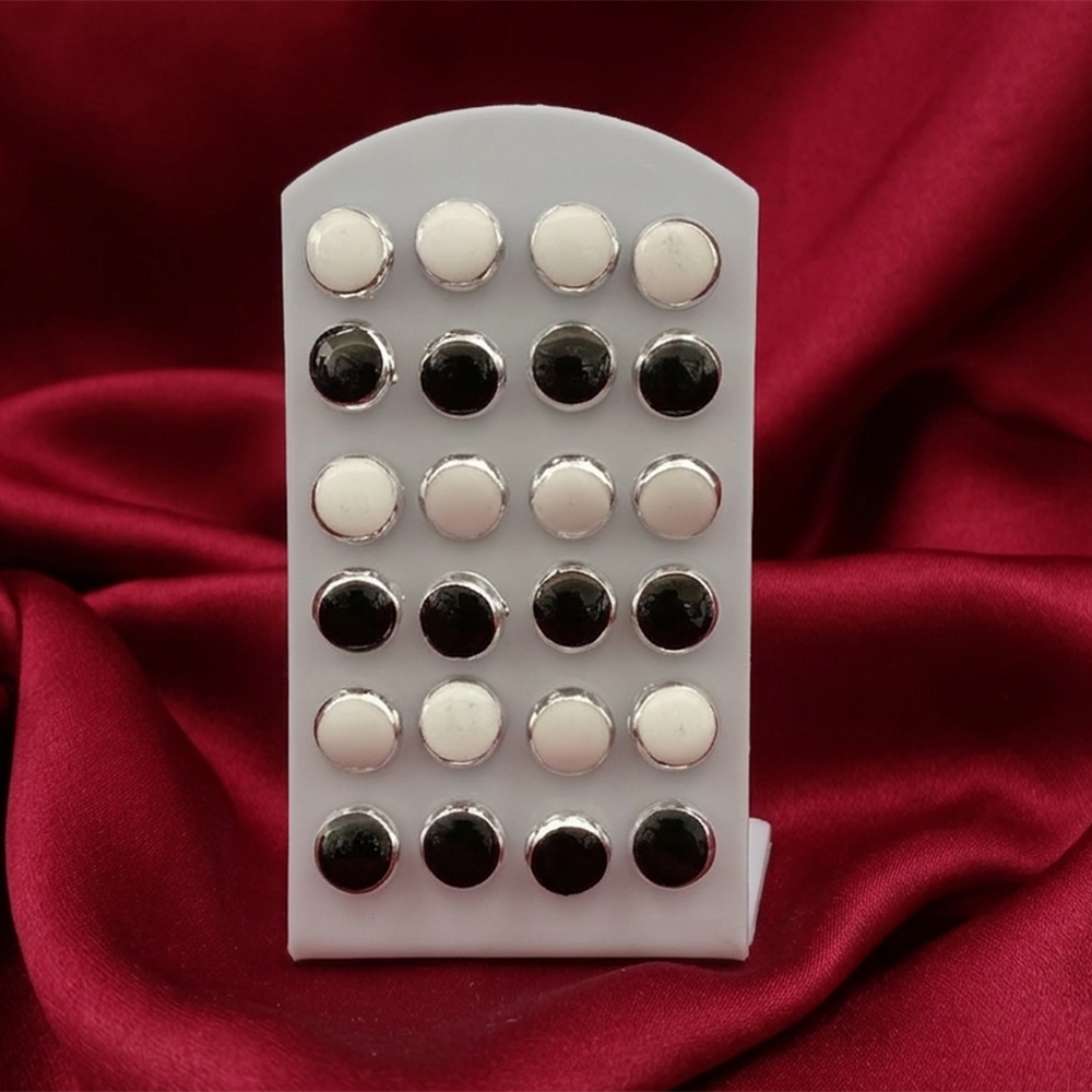 The99Jewel Set of 12 Black & White Enamel Stud Earrings Combo