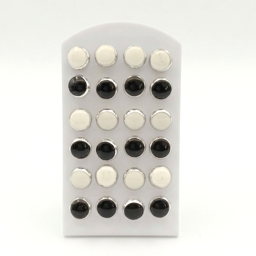 The99Jewel Set of 12 Black & White Enamel Stud Earrings Combo
