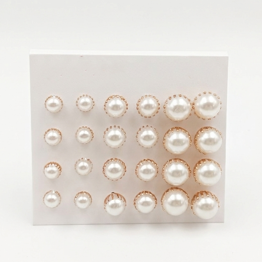 The99Jewel Set of 12 Rose Gold Plated Pearl Stud Earrings Combo