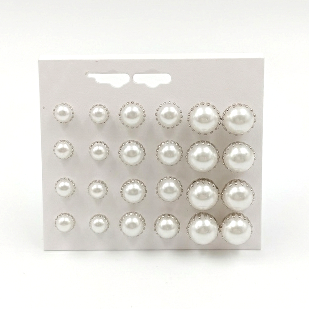The99Jewel Set of 12 Silver Plated Pearl Stud Earrings Combo