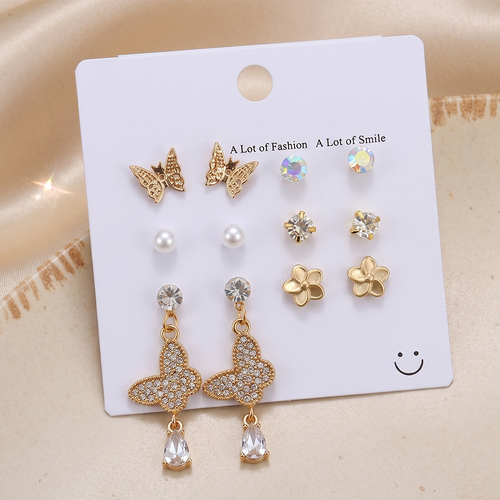 Elegant Gold Plated Multi Design Set of 6 Earrings Combo for Women