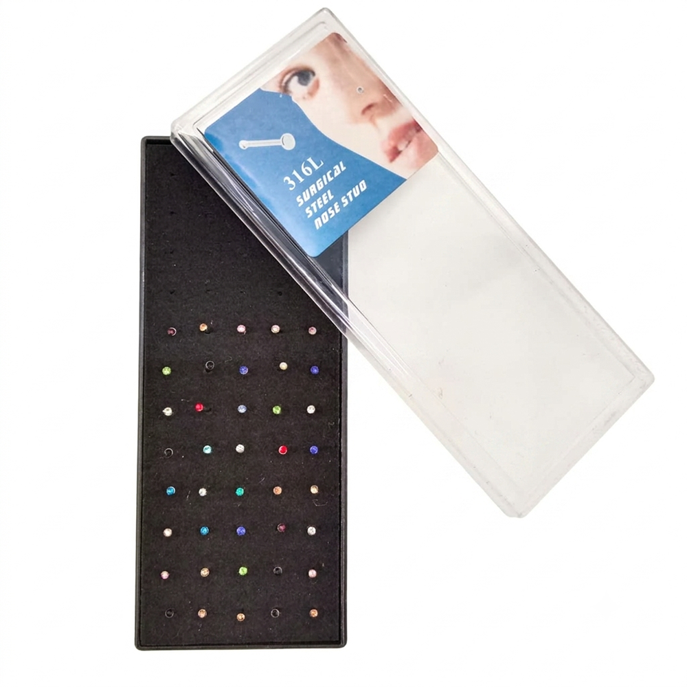 The99Jewel Colorful Crystal Stone Nose Stud Set for Women ( 40 Nose Stud )