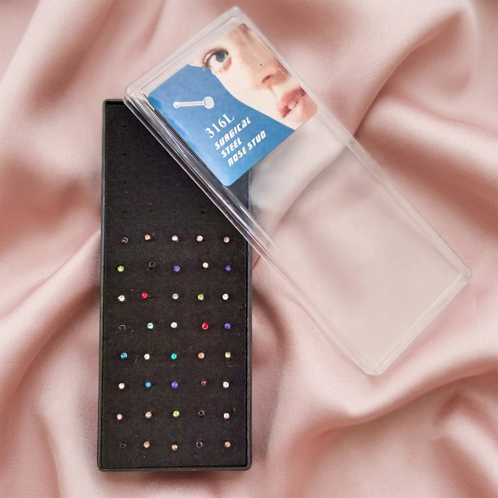 The99Jewel Colorful Crystal Stone Nose Stud Set for Women ( 40 Nose Stud )